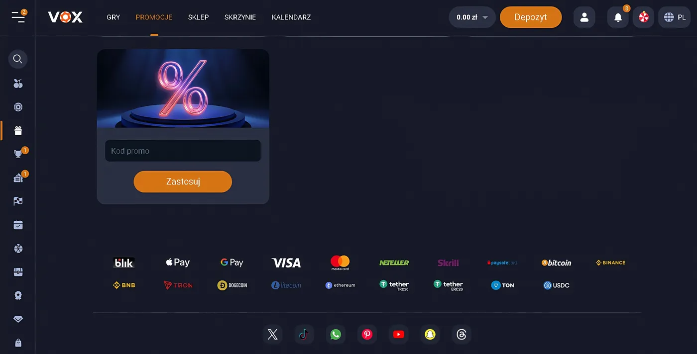 Bonus Vox Casino bez depozytu – darmowe spiny na start